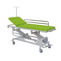 Notfall-Tragewagen: hydraulische Höhenverstellung, lackierter Stahl, klappbare Handläufe und Infusionsständer (Farben erhältlich)